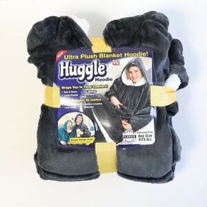 New Huggle Hoodie Ultra Plush Blanket Charcoal Grey One Size Blanket Christmas
